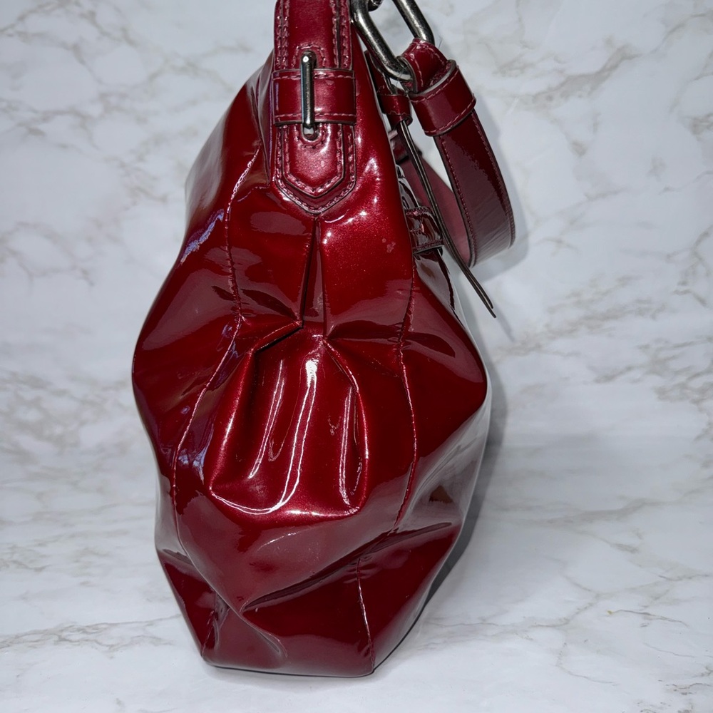 COACH CHELSEA Wine Red Patent Leather Ashley Hobo Shoulder Bag Purse #17861 EUC - Picture 10 of 17